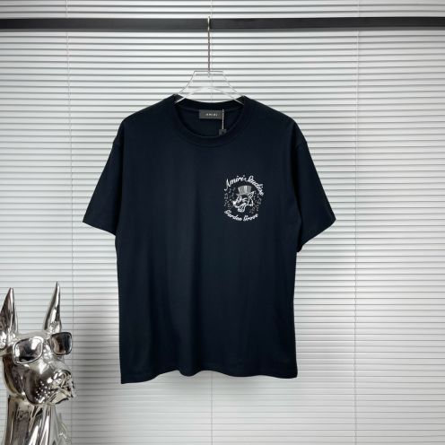 アミリtシャツ アミ偽物 半袖 無地 純綿 Tシャツ 春夏服 通気性が良く 4色可選 ブラック