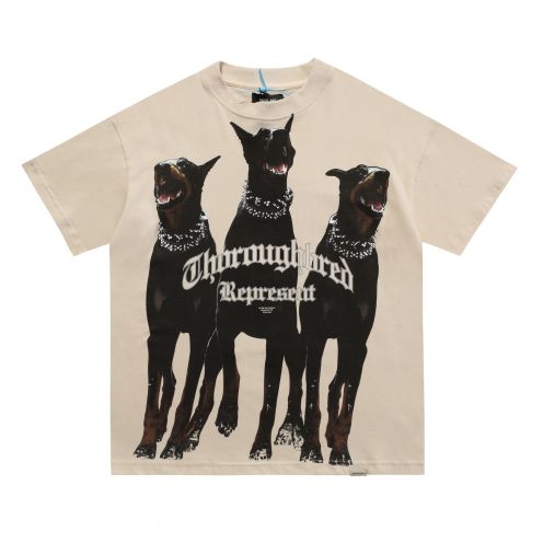 リプレゼント tシャツプレゼント 意味激安通販 Tシャツ 夏新品 純綿トップス 犬プリント 人気品 杏色