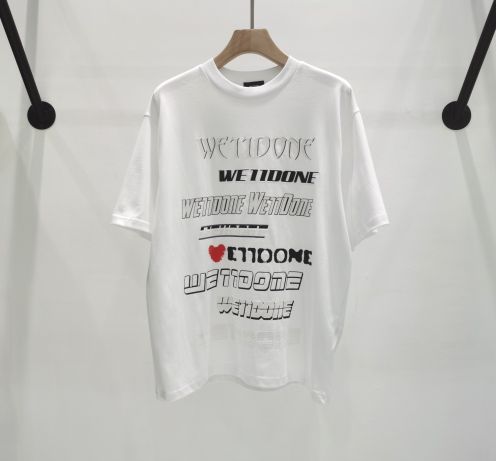 WE11DONE 新商品! ウェルトップ激安通販 純綿トップス 人気 Tシャツ 短袖 男女兼用 2色可選 ホワイト