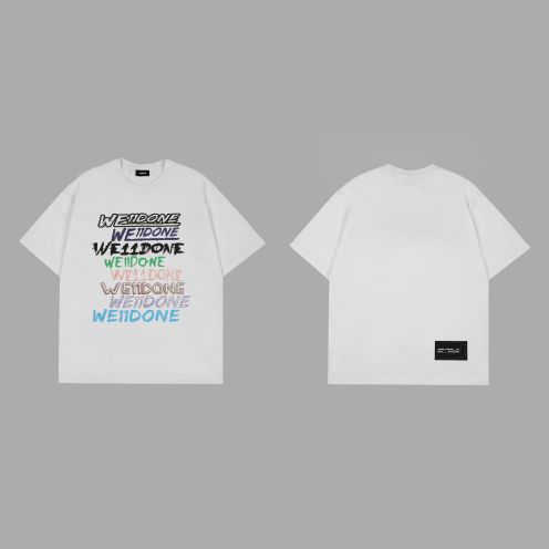 WE11DONE ウェルダン英語コピー Tシャツ 純綿トップス 短袖 シンプル 驚きの破格値2024 新着 ホワイト