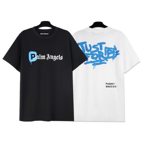 パームエンジェルス シャツ激安通販 お買い得豊富な 純綿 トップス tシャツ シンプル 半袖 メンズ 2色可選