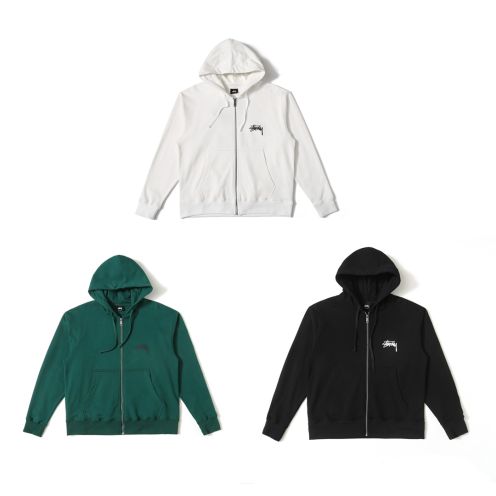 stussy ステューシー セットアップ ジャケット激安通販 フード付き チャックパーカー クラウンバントプリント シンプル 3色可選 