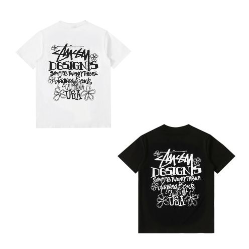 stussy 人気定番 ステューシーチェックシャツ激安通販 シンプル 純綿トップス 半袖 文字プリント 丸首 2色可選