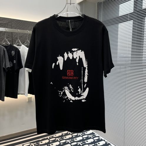 抜群の吸汗性 ジバンシートップス偽物 純綿 トップス Tシャツ 半袖 プリント シンプル 人気新作 ファッション 2色可選 ブラック