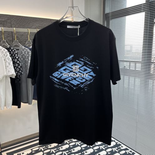 ジバンシィ ロゴｎ級品 純綿 トップス 短袖Tシャツ ファッション 青いロゴプリント シンプル 激安品 ブラック