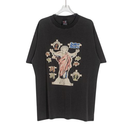 SAINTMICHAEL 限定セール低価 セイントマイケル ロンt激安通販 プリント 柔らかい トップス 純綿tシャツ 短袖 シンプル ブラック