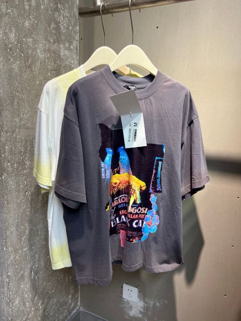 WE11DONE ウェルダンシャツ激安通販 純綿 トップス 大人気 半袖 tシャツ プリント 猫 シンプル 2色可選