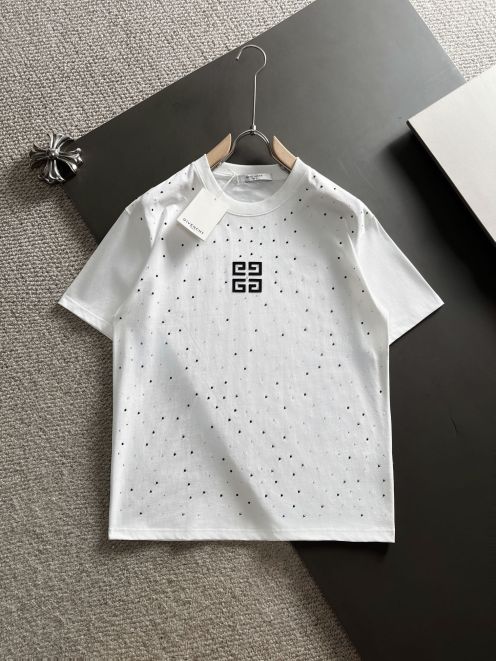 春夏人気セール安い ジバンシィtシャツｎ級品 半袖 プリント トップス 純綿 ダイヤモンド飾り キラキラ ホワイト