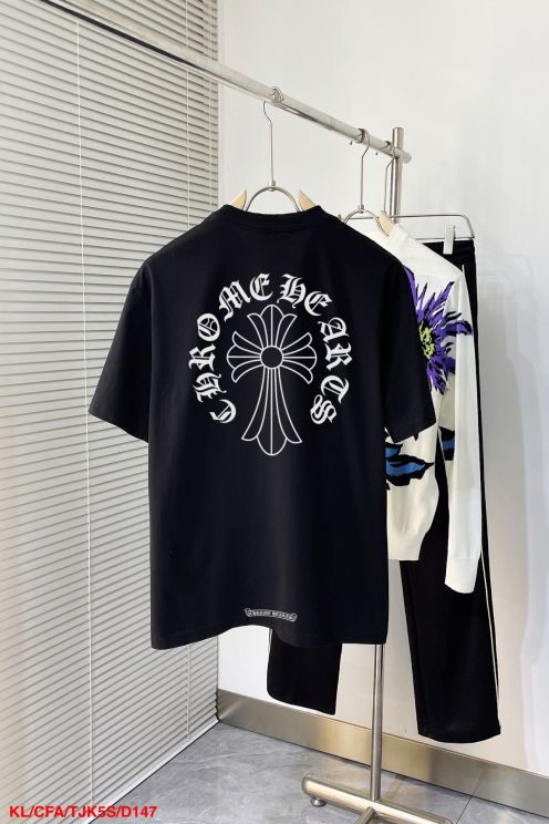 期間限定SALE!! クロムハーツtシャツ コピー激安通販 トップス 純綿 半袖 丸いロゴ ゆったり 柔らかい ブラック