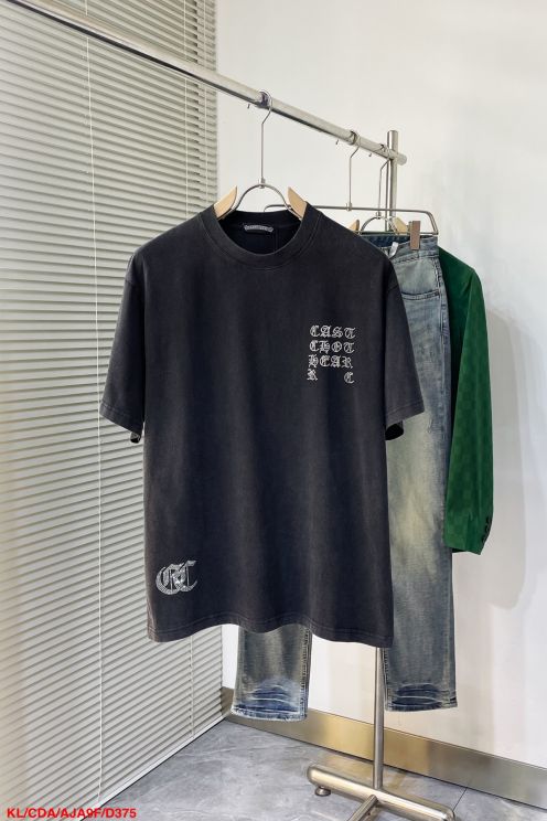 限定セール低価 クロムハーツのtシャツ偽物 Tシャツ トップス 純綿 ゆったり 十字架プリント ファクトリー 2色可選 ブラック