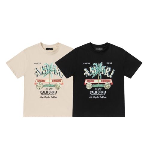 AMIRI [新季度]りあむ tシャツｎ級品 柔らかい プリント 純綿 シンプル 快適 トップス  短袖 メンズ 2色可選