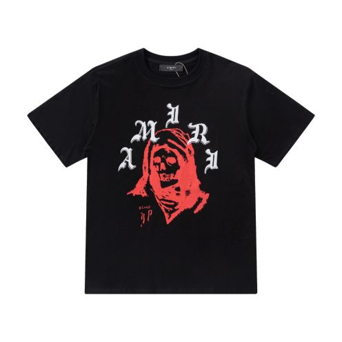 AMIRI 存在感のある tシャツヤーン ミサンガスーパーコピー プリント 純綿 シンプル 快適 トップス  短袖 柔らかい 2色可選