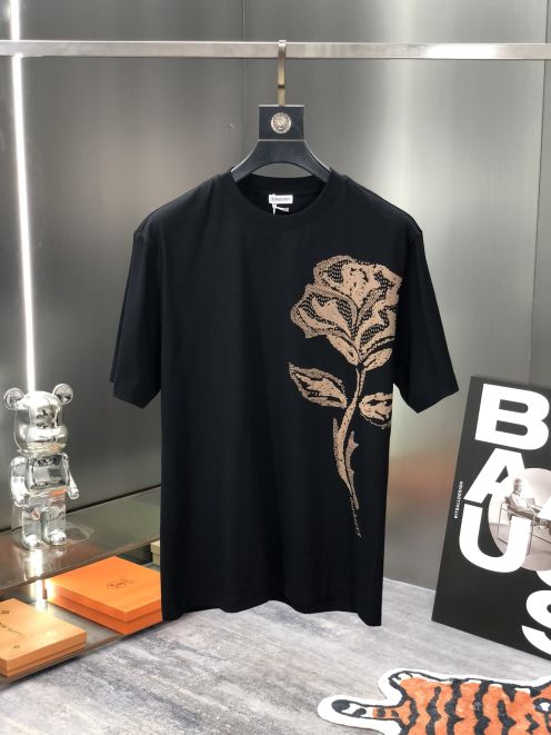 バーバリー 激安通販 コピー 半袖 Tシャツ コットン ブラック 柔らかい 花柄