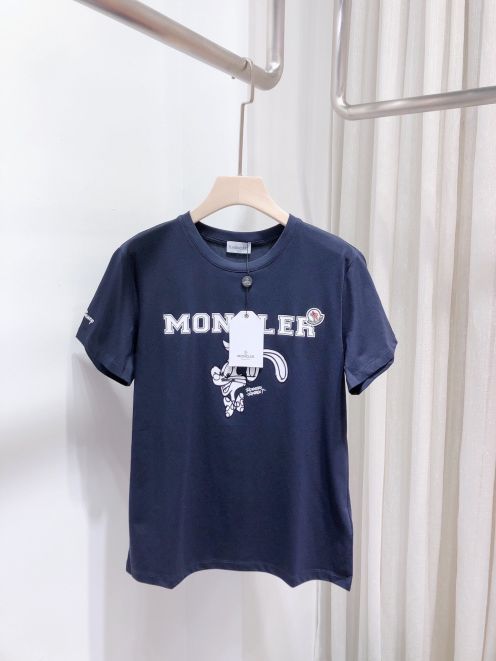 大絶賛 モンクレール オフホワイト tシャツ偽物 tシャツ 純綿 兎プリント トップス 丸首 短袖 ファッション 夏服 ブラック