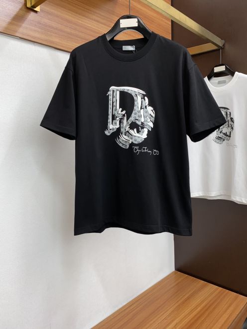 限定人気品★セール！dior レディース tシャツコピー 短袖 トップス 純綿tシャツ プリント 柔らかい 夏品 個性的 ブラック