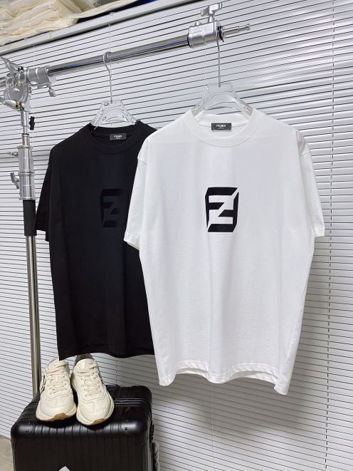 fendi t シャツＮ級品 プリント純綿 トップス 半袖 シンプル 人気定番 春夏服 通気性いい ファッション ホワイト