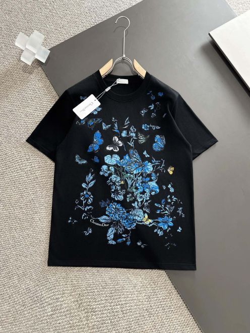 dior レディース tシャツスーパーコピー トップス 柔らかい 半袖 ランニング 純綿 プリント ファッション ブラック