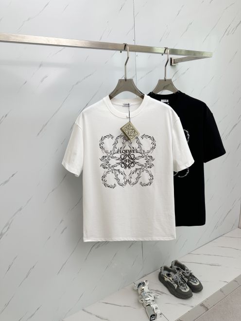 爽やかな ロエベ スウェット 白偽物 純綿 トップス ロゴプリント 半袖 柔らかい シンプル Tシャツ ホワイト