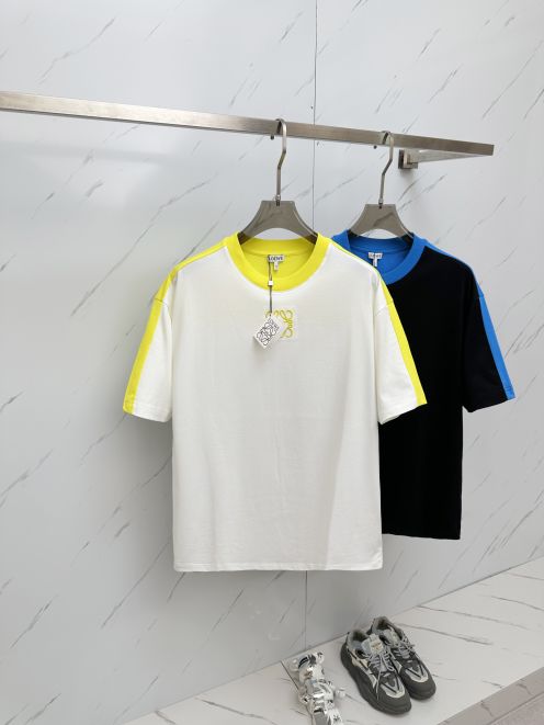 ロエベtシャツコーデ激安通販 高品質 ファッション 純綿 トップス 半袖 丸首 ロゴプリント シンプル ホワイト