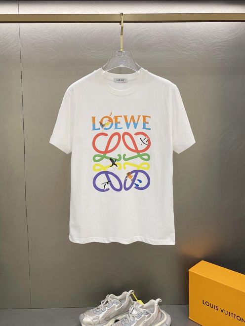 新作入荷格安 ロエベ tシャツ まっくろくろすけ偽物 人気新品 純綿 トップス 半袖 柔らかい ロゴプリント ホワイト