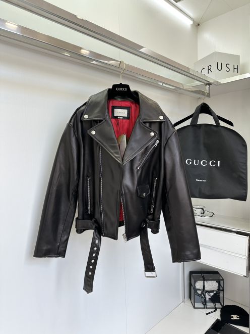 人気流行品 gucci アウターコピー トップス ジャケット レザー 本革 ファッション 高級品 ブラック