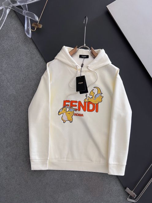 fendi の パーカーコピー 龍プリント トップス 純綿 シンプル カジュアル 高品質 ホワイト