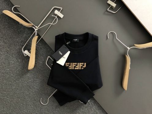 fendi ロゴ パーカーコピー トップス 純綿 カジュアル 柔らかい ゆったり 上質 ブラック