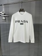 prada t シャツコピー プリント トップス 長袖 ロゴ刺繍 純綿 シンプル 通気性いい ホワイト