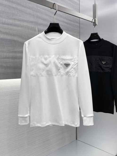 prada t シャツ偽物 カジュアル 長袖トップス 純綿 プリント 柔らかい 通気性いい ホワイト