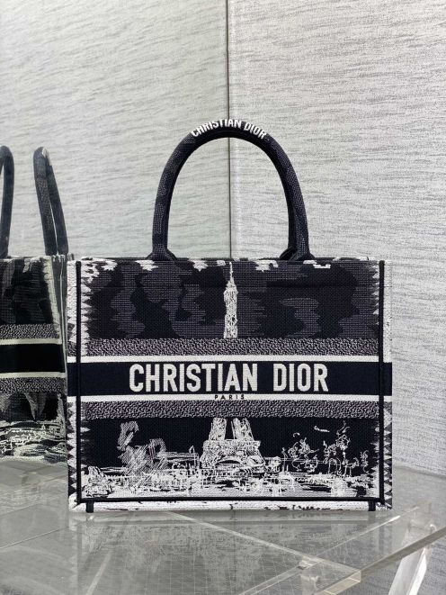 魅力的なスタイル dior カバン激安通販 ロゴ刺繍 ハンドバッグ 大容量 可愛い レディ ブラック