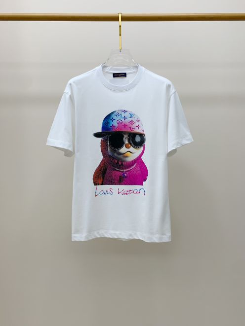 ファッション tシャツ ルイヴィトンスーパーコピー 半袖 トップス 純綿 プリント 柔らかい ゆったり ホワイト