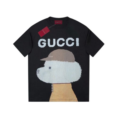 2025年のお買い得品 gucci クマ t シャツスーパーコピー 通気性いい  純綿 トップス 半袖 プリント 可愛い ブラック