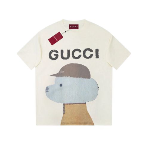 2025年のお買い得品 gucci の t シャツコピー 通気性いい  純綿 トップス 半袖 プリント 可愛い 杏色