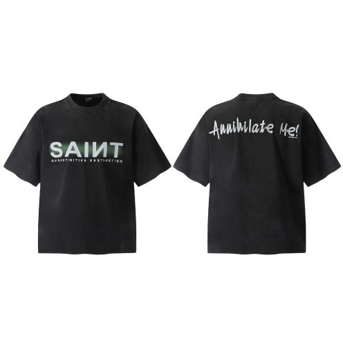 限定の人気 セントマイケル 高い激安通販 綿 トップス 半袖 Ｔシャツ VT9148 プリント ブラック