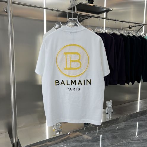 バルマン ティシャツ偽物 純綿Ｔシャツ トップス 半袖 柔らかい プリント 通気性いい ホワイト