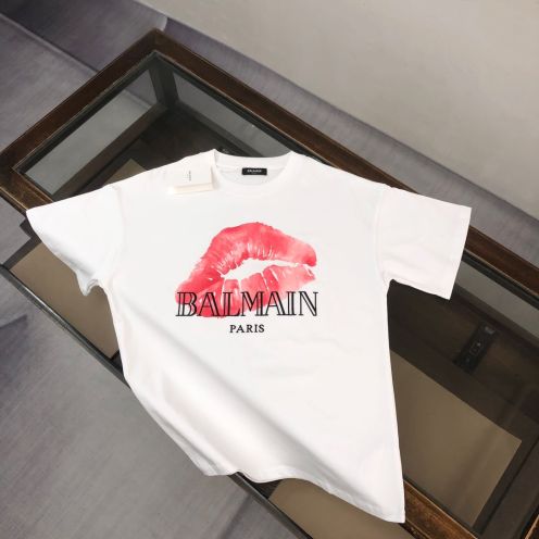 爆買いで大得価の バルマン tシャツ ロゴＮ級品 シンプル 純綿 トップス プリント 男女兼用 ホワイト