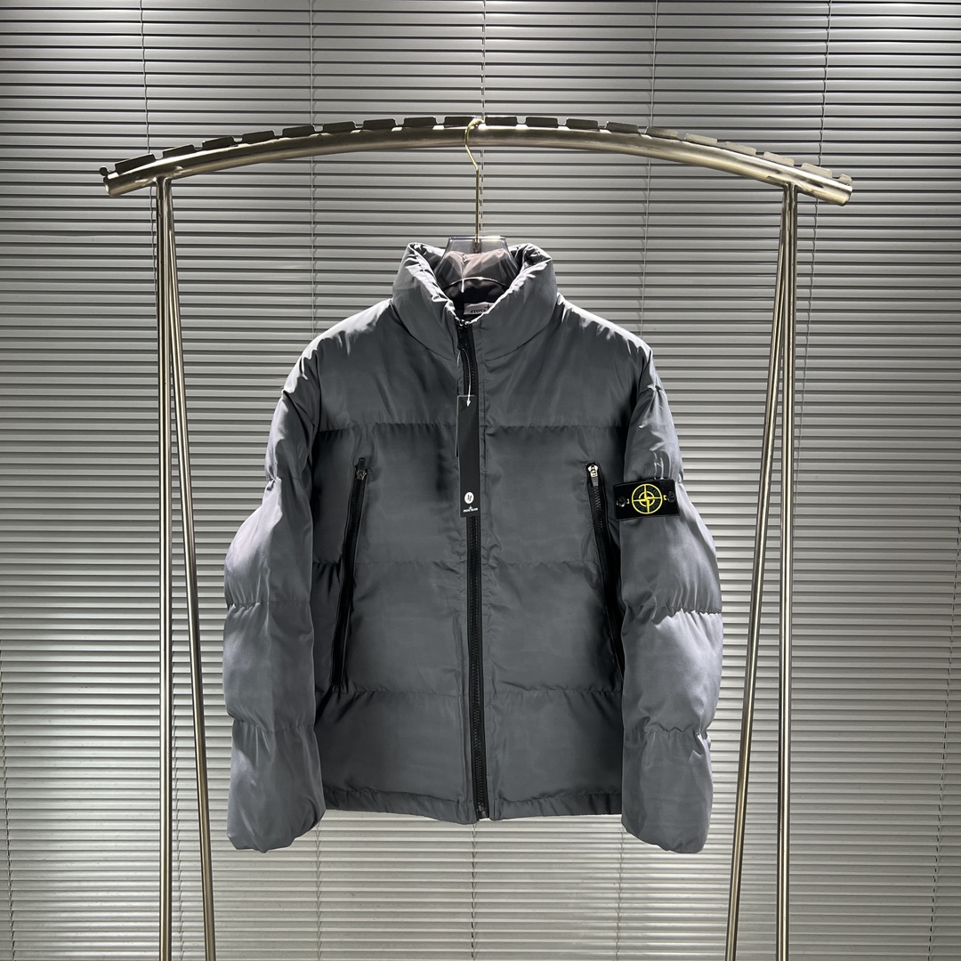 stone island ダウン偽物 暖かい メンズ  保温 アウター ダウンジャケット 人気 ブラック グレイ_2