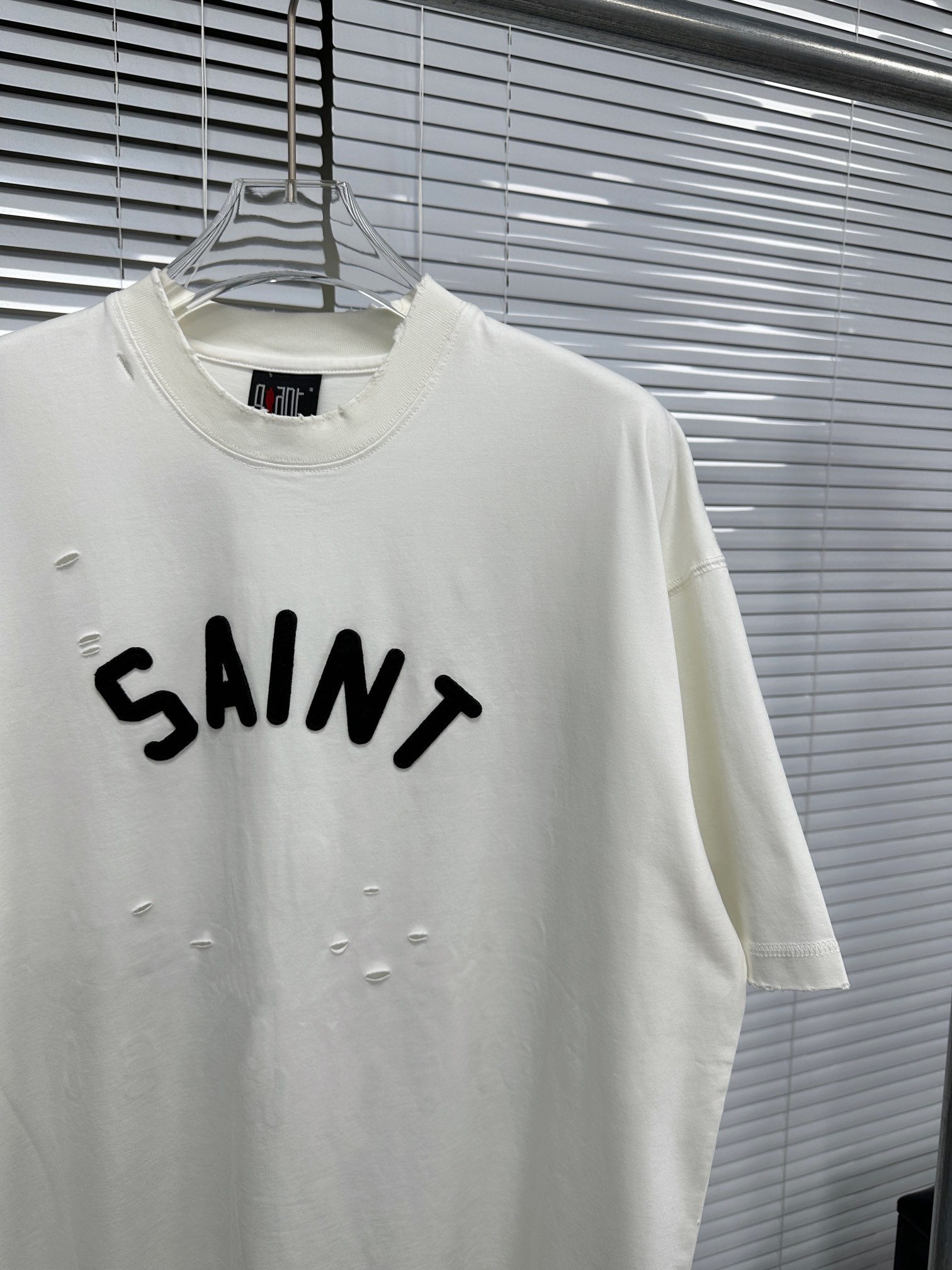 セントマイケルSAINTMICHAEL限定コピー半袖Tシャツコットンホワイト柔らかい高級花柄ダメージ加工_4