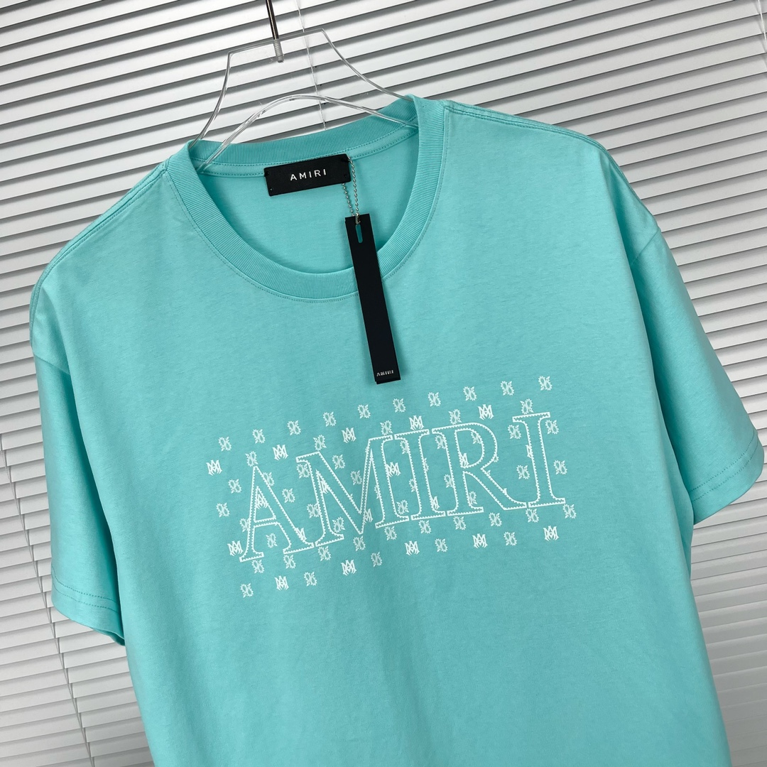 おすすめ！アミリアーミーセーターコピー 半袖Tシャツ 夏 綿 100% USA コットン お揃い 3色可選 ブルー_4