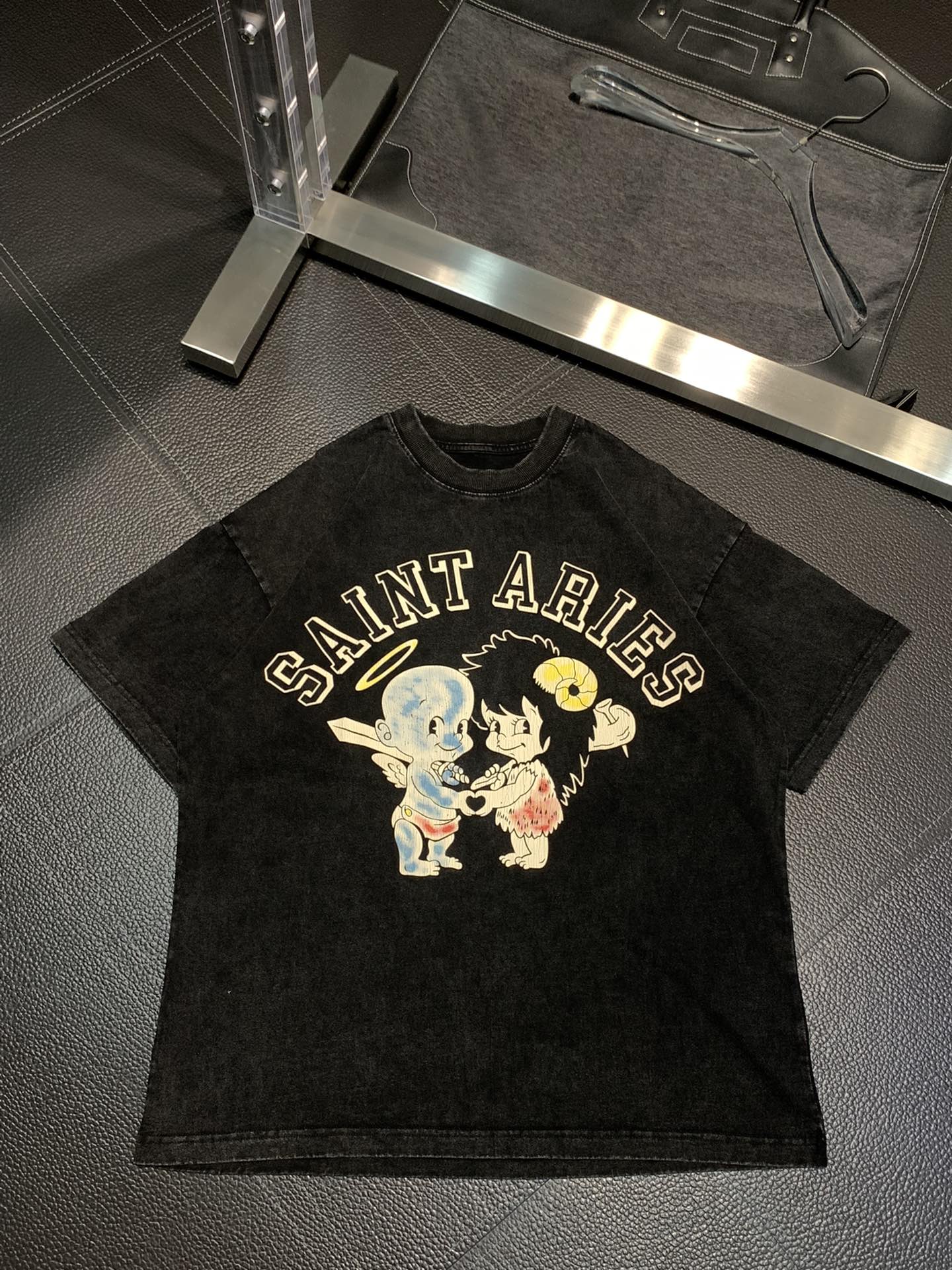 セントマイケルSAINTMICHAEL限定スーパーコピー半袖Tシャツコットンブラック柔らかい高級花柄メンズ_1