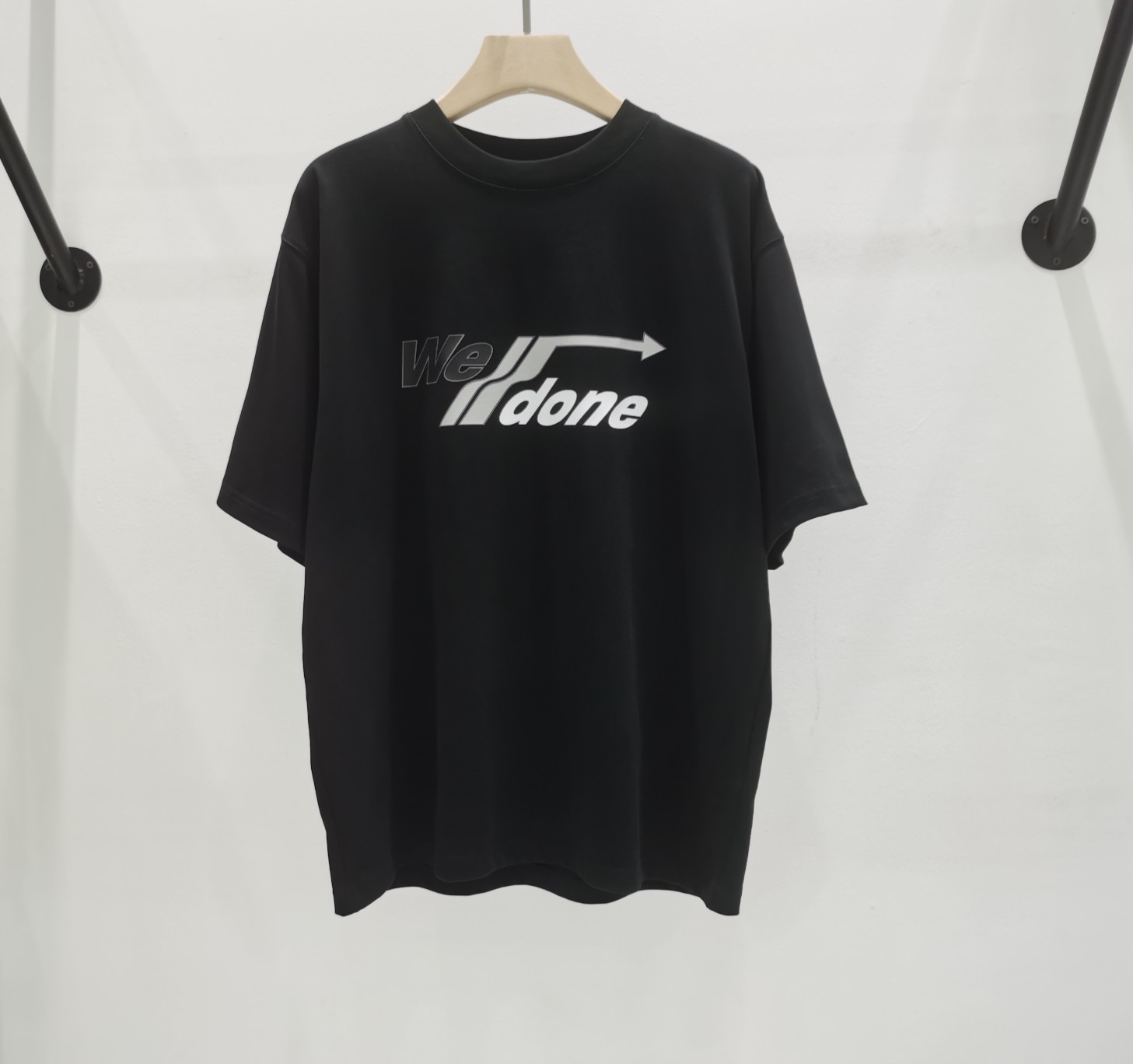 WE11DONE シンプル印象になって トップウェルｎ級品 純綿 人気 Tシャツ 短袖 男女兼用 ブラック_1