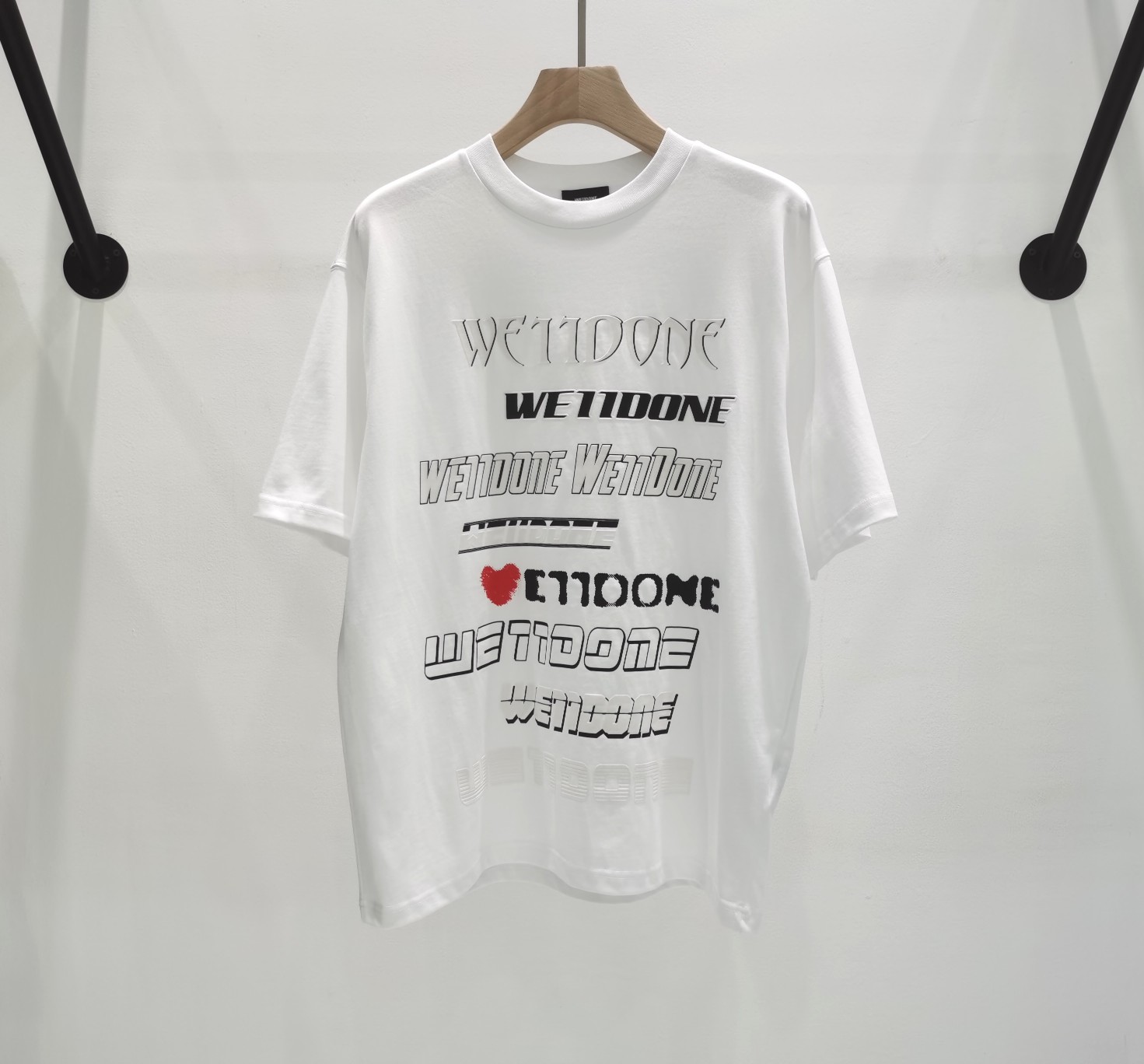 WE11DONE 新商品! ウェルトップ激安通販 純綿トップス 人気 Tシャツ 短袖 男女兼用 2色可選 ホワイト_1