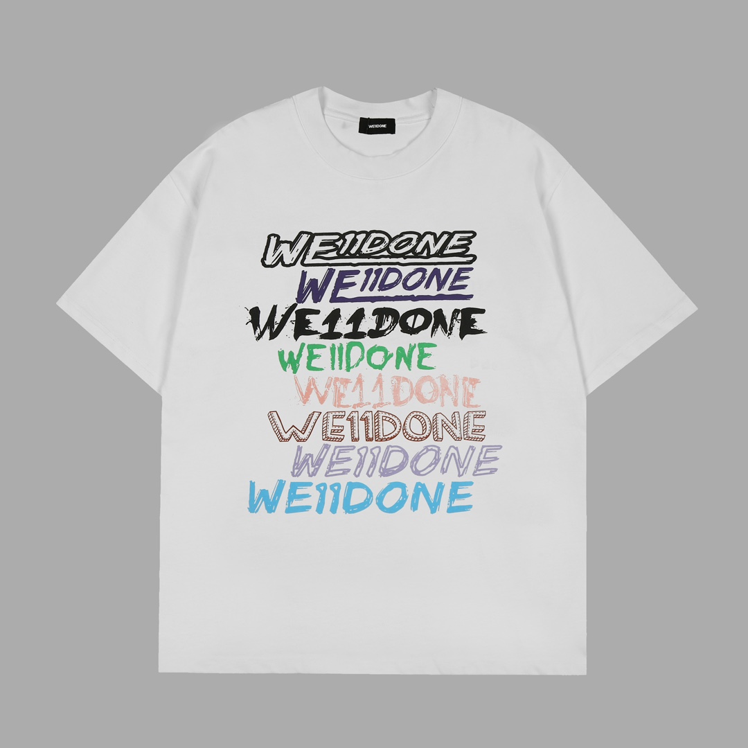 WE11DONE ウェルダン英語コピー Tシャツ 純綿トップス 短袖 シンプル 驚きの破格値2024 新着 ホワイト_2