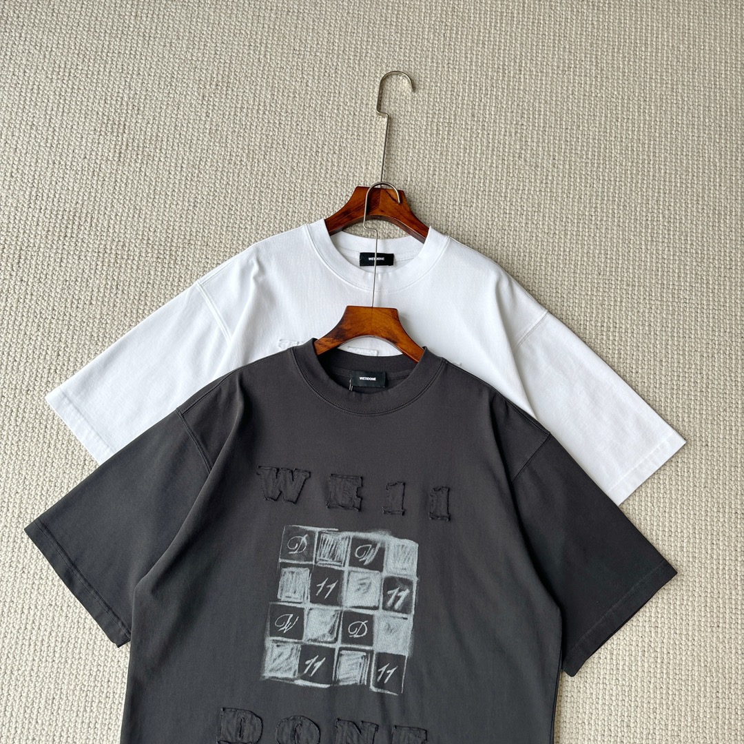 WE11DONE ウェルダン アパレル激安通販 Tシャツ トップス 純綿 丸首 ピンク碁盤 カップル 2色可選_2