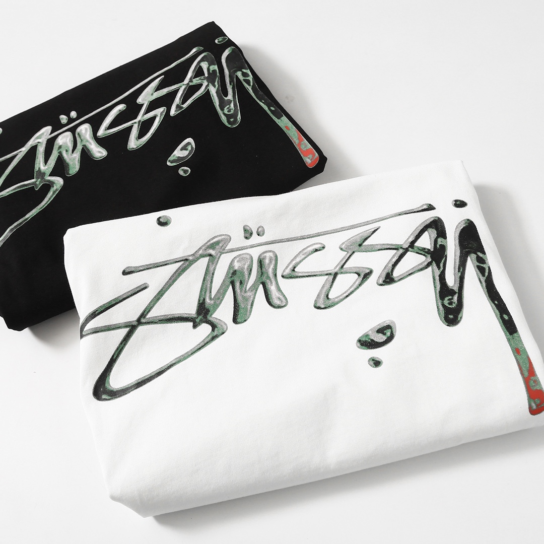 stussy ステューシー tシャツ タグｎ級品 シンプル 純綿トップス 半袖 ロゴプリント 丸首 2色可選_3