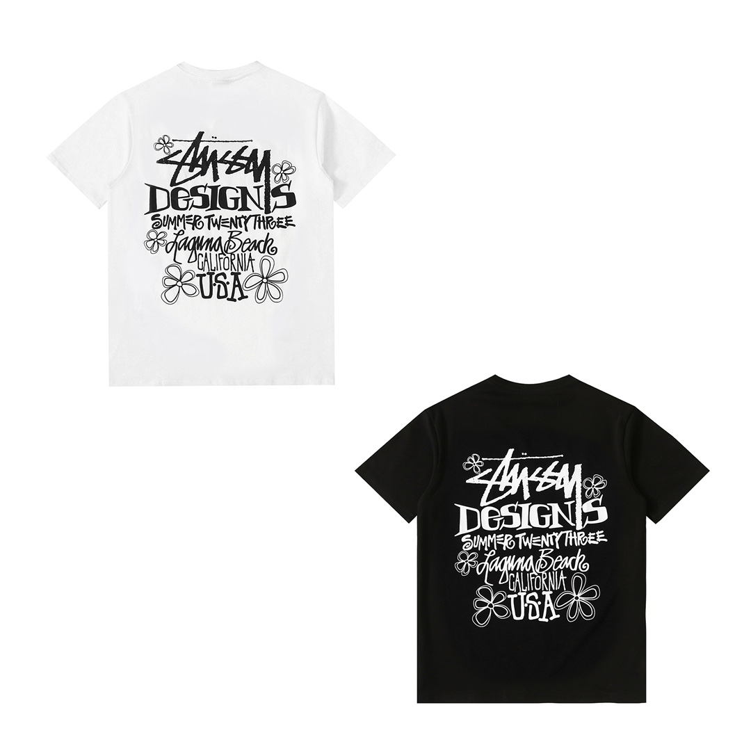 stussy 人気定番 ステューシーチェックシャツ激安通販 シンプル 純綿トップス 半袖 文字プリント 丸首 2色可選_1