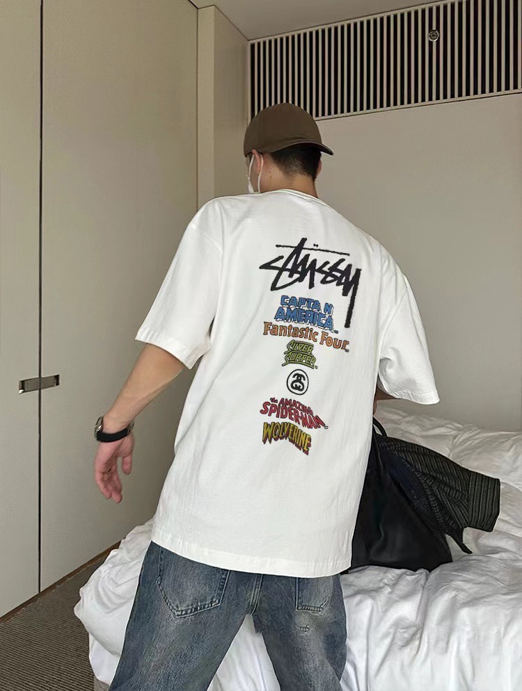 stussy ステューシーネルシャツスーパーコピー ゆったり 最安値！大人気 純綿トップス 短袖 プリント 男女兼用 3色可選_4