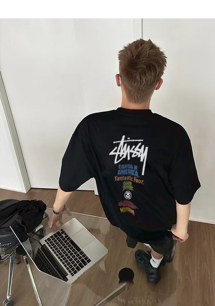 stussy ステューシーネルシャツスーパーコピー ゆったり 最安値！大人気 純綿トップス 短袖 プリント 男女兼用 3色可選_6