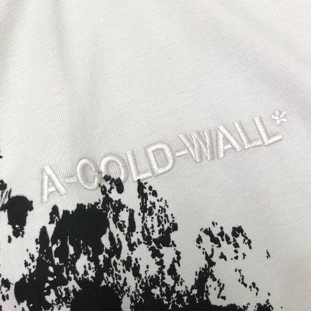 ACOLDWALL ア・コールド・ウォールコピー 純綿トップス 黒い墨付き プリント 半袖 ファッション 快適 ホワイト_5