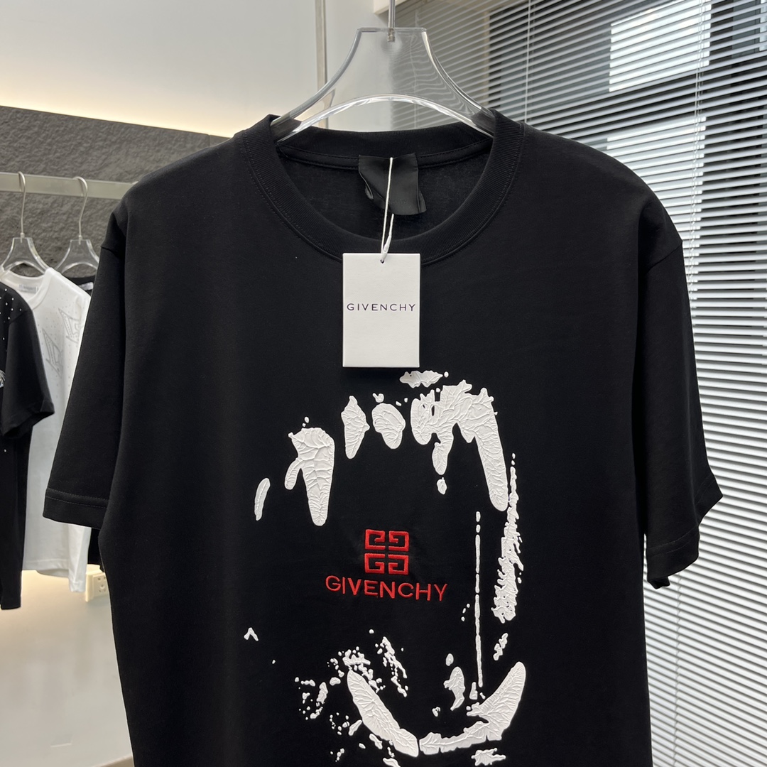 抜群の吸汗性 ジバンシートップス偽物 純綿 トップス Tシャツ 半袖 プリント シンプル 人気新作 ファッション 2色可選 ブラック_7